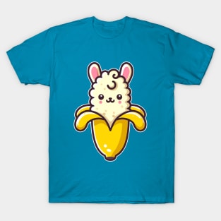 Llama Banana Cute Kawaii Llama Lover Foodie T-Shirt